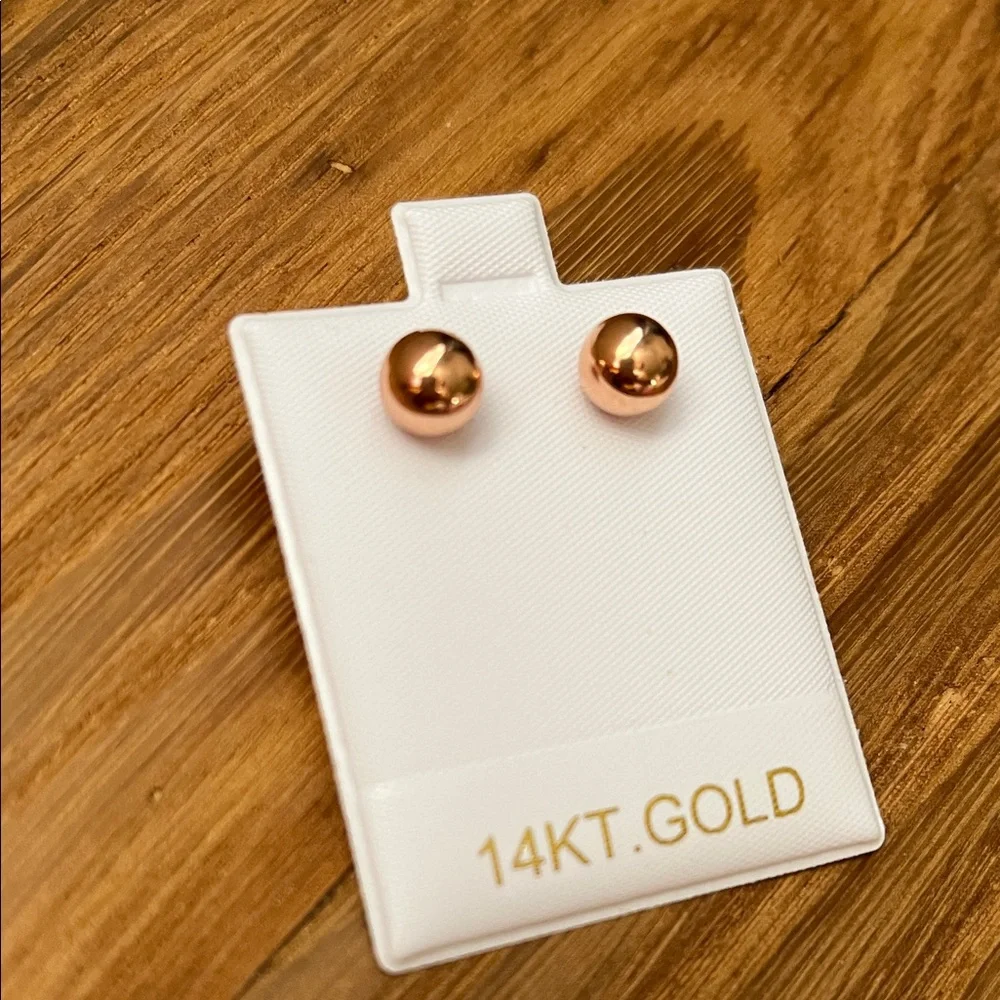 Authentic 14KT Rose Gold Ball Earrings - Picture 3 of 7